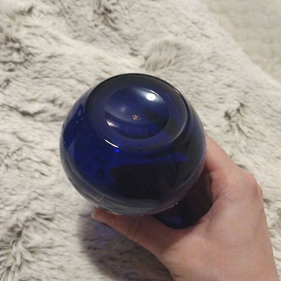 Vintage Set of Two Cobalt Blue Small Mary Gregory Cruets, Ewer Hand Painted Pair - Picture 15 of 15